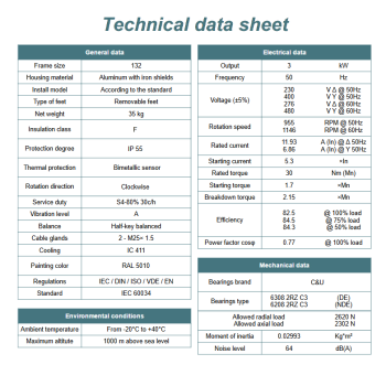 Silnik elektryczny 3kW 900 obr/min. 132 B14